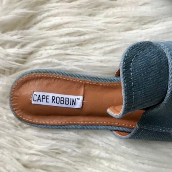 Anthro Cape Robbin Denim Ring Mule Pointed Loafers 8 - Picture 6 of 7